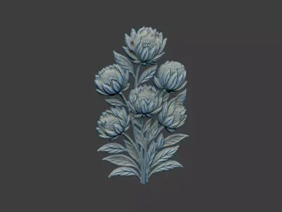 the floral design cnc printing flower leave botanical 3D print model