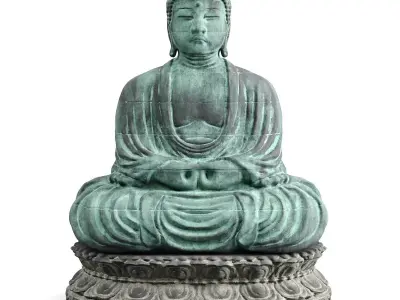 Buddha japanese statue Low-poly 3D model