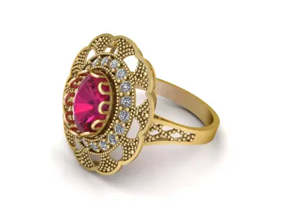RED RUBY PRECIOUS RING 3D PRINTABLE MODEL 3D print model