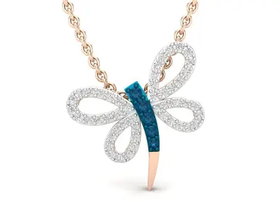 AV Round Diamond Womens Dragonfly Pendant 3D print model