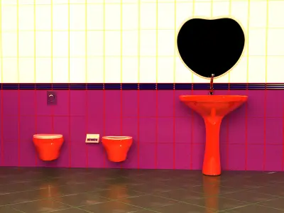 Wall-mounted toilet set 3D Model Collection