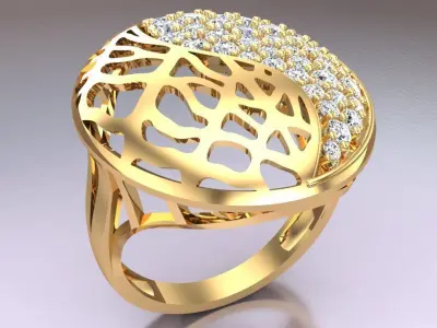  Mesh flower ring - Italian rings - Womens Rings - N6336 3D print model