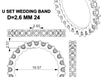 U SET WEDDING BAND 3D print model
