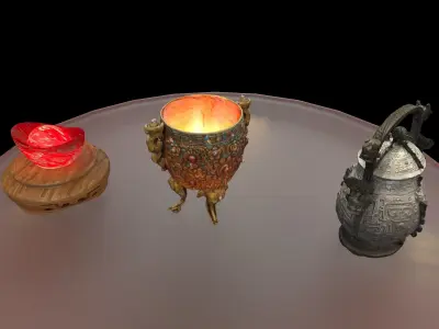 Chinese wine vessel and cup  3D model