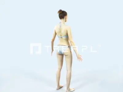 Beauty A Beach Animated Rigged Sports Woman Low-poly 3D model