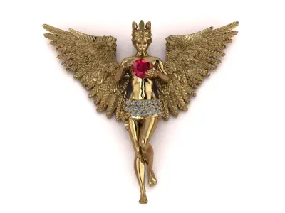 Angel Pendant Jewelry model - The Guardians Heart for Her 3D print model