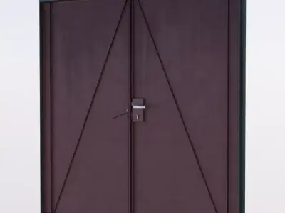 Rustic Central European garage door Low-poly 3D model