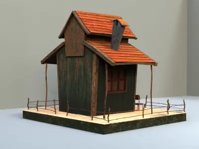 Lowpoly Hobbit House Low-poly 3D model