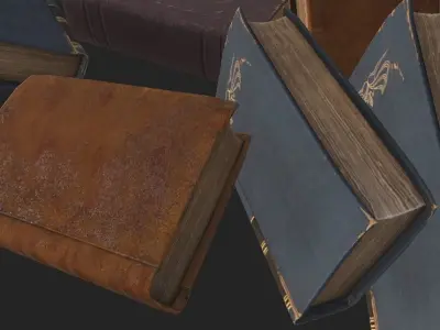 Book Pile Low-poly 3D model