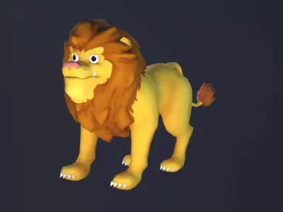 Cartoon Lion - rigged and skinned - Low-poly 3D model