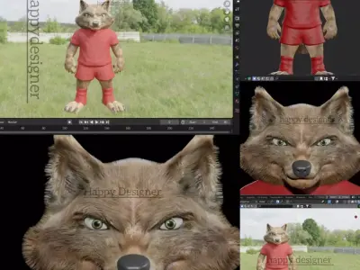Realistic Furry Wolf Mascot for Animation Games Low-poly 3D model