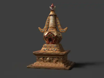 Chinese antique pagoda  Low-poly 3D model