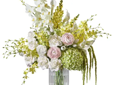 Flower Set 125 yellow orchids 3D model