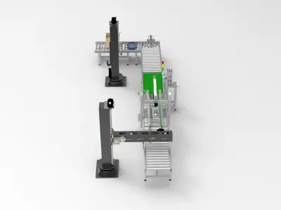 Stacking and packing line Low-poly 3D model