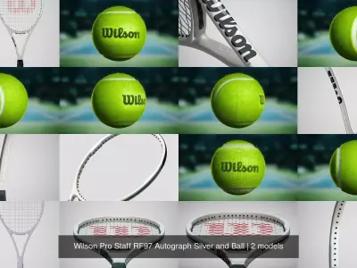 Wilson Pro Staff RF97 Autograph Silver and Ball 3D Model Pack