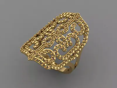 Vintage Womens Diamond Ring Women Rings 3dmodels 3D print model 3D print model 15