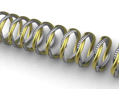 Set of Twisted Rings Sizes 49-58 3D print model