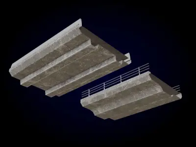 Concrete Bridge Parts Kit Low-poly 3D model