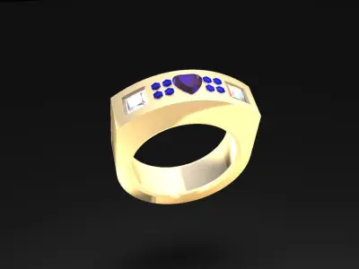 Golden Luxury Ring With Gems 3D print model