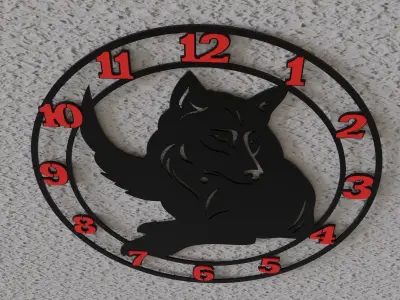 wolf wall clock 3D print model