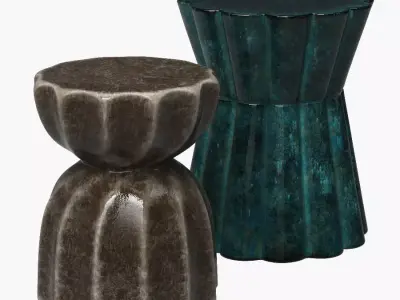 Hand painted side tables 490 - 610 mm 3D model