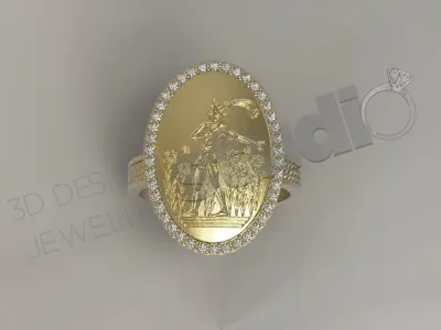 Luxury ring with Minoan prince of Knossos  3D print model