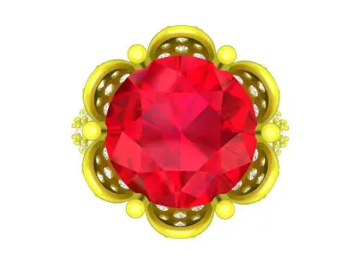 A7409 Flower Diamond Engagement Ring 3D Print 3D print model