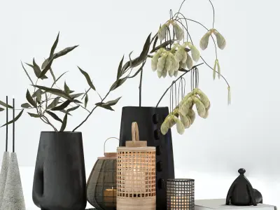 Decorative set with lanterns 3D model