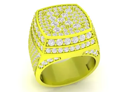 Luxury Pave Square Diamond Ring for Men  4936 3D print model