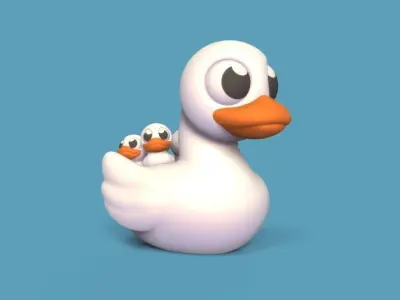 Duck and Ducklings 3D print model