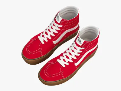 Vans Sk8-Hi Platform Red Gumsole 3D model