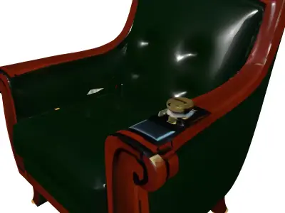 Vintage Green Leather Club Chair Low-poly 3D model