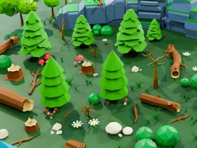 Small Natural Low Poly Pack Low-poly 3D model
