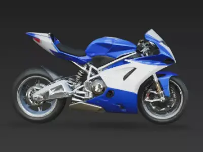 Modern Blue and White Racing Superbike 3D Model Low-poly 3D model
