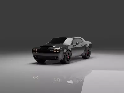 Dodge Challenger 3D Model Low Poly Game Ready PBR UV Low-poly 3D model