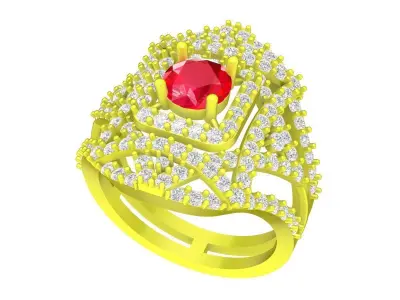 Luxury Multi Layer Halo Ring with Round Center Stone 5094 3D print model
