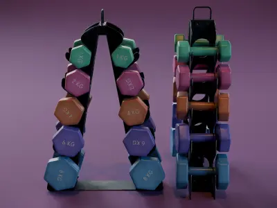 Vinyl Dumbbell Set Low-poly 3D model