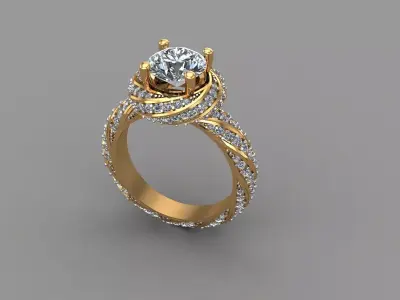 Solitaire diamond ring 3D print model