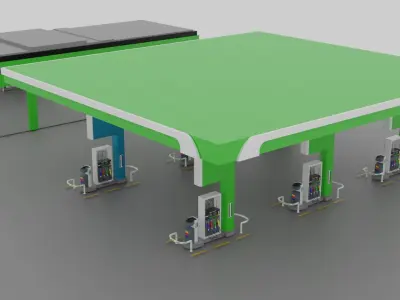 Gas Station Low-poly 3D model buy