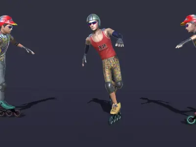 Roller skates Actions 3D model