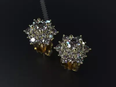 Elegant Diamond Earing 3D JewelryModelMesh 3dm OBJ STL Printable 3D print model