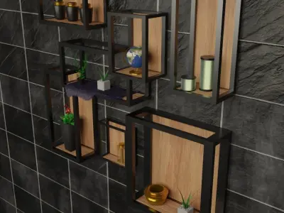 Shelves with Decors 3D model