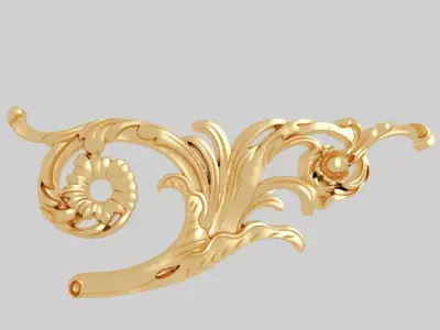 Classic 3D motifs inlaid with gold frame 3D model