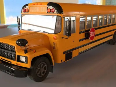 School Bus Low-poly 3D model