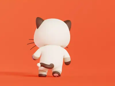 Dog and Siamese Cat Cartoon Rigged Animated Characters  Pack Low-poly 3D model