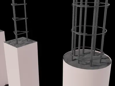 Construction Re-Enforcement Columns And Rebar Design Low-poly 3D model