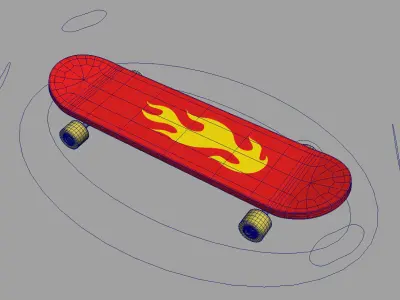 Skateboard with flames 3D model