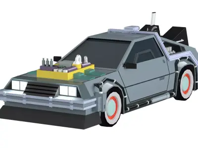 Car Back to the Future Low-poly 3D model