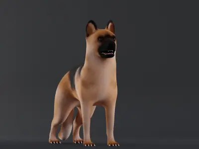 Dog German Shepherd Low Poly Model Game AR VR Low-poly 3D model