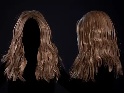 Hairstyle - Long Wavy 03 - Realtime Game Ready Low-poly 3D model